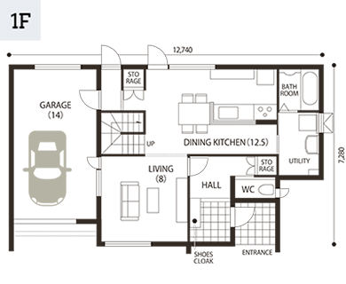 フォルテージデュオ・トレスプラン03の1階間取り図