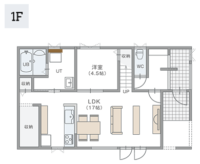 エコシアプラン01の1階間取り図