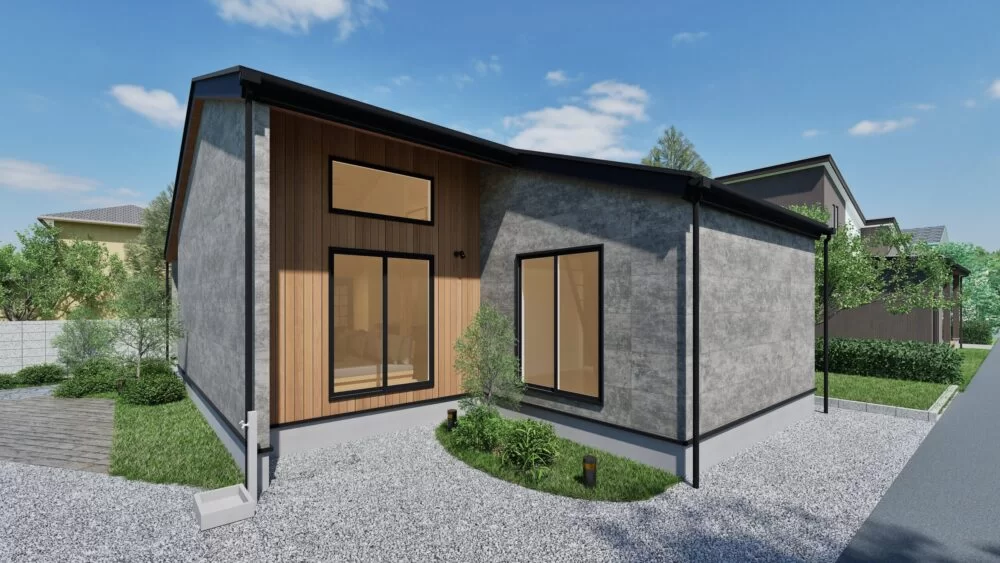 【リゾートヴィラのような勾配天井の平屋】石巻市向陽町2丁目｜モデルハウス